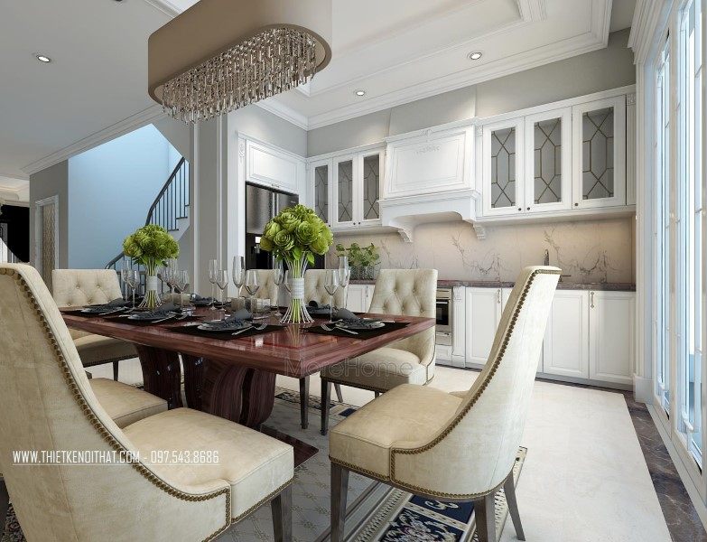 Thiết kế nội thất phòng ăn nhà liên kề tại khu đô thị Văn Quán